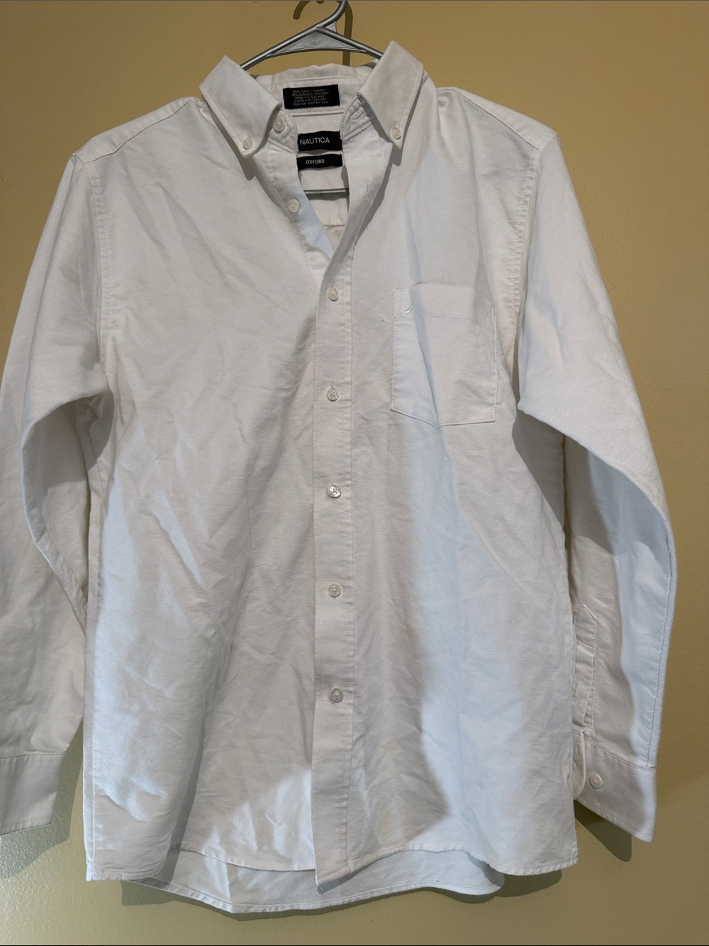 Nautica White Long-Sleeve Button-Down Shirt